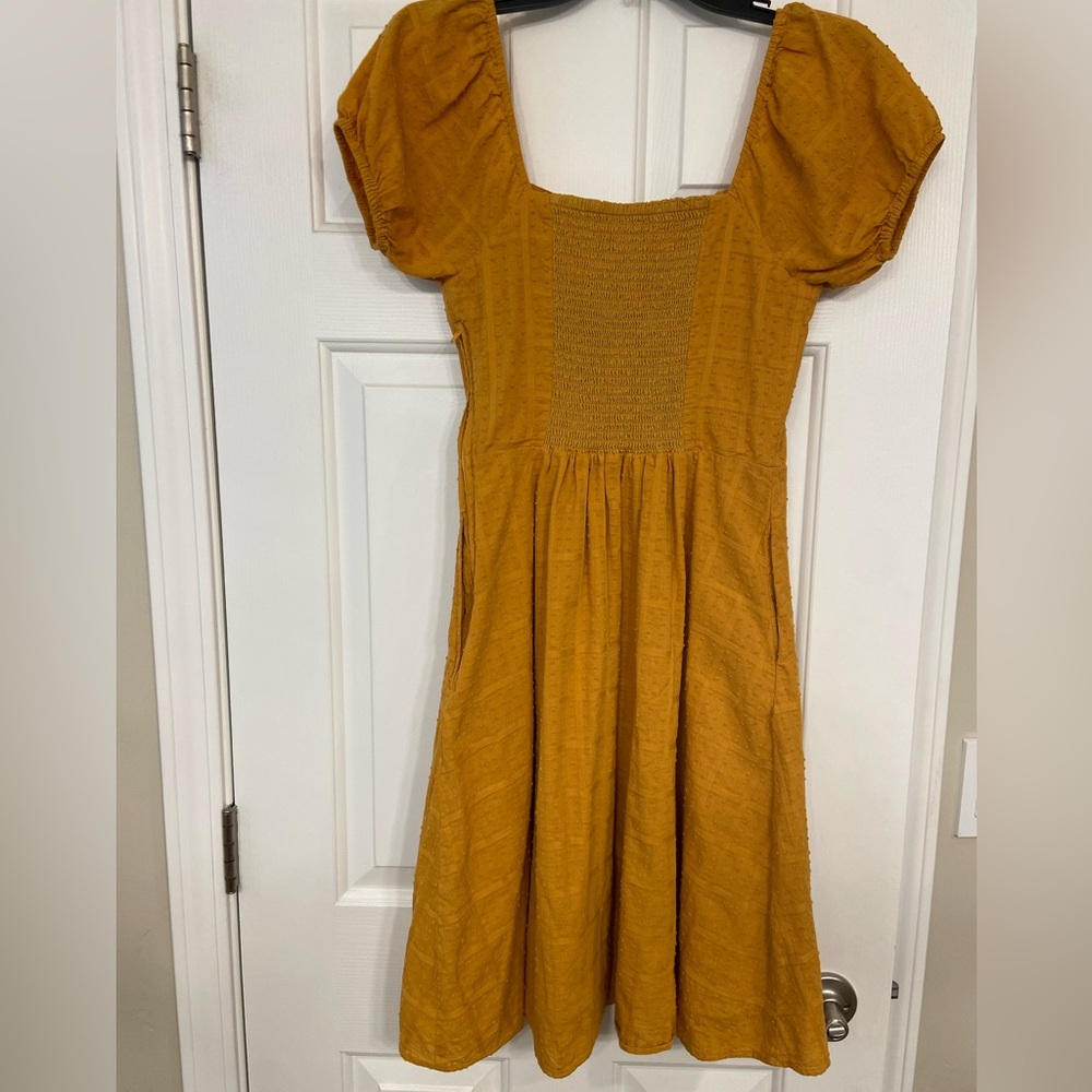ModCloth More The Merrier Marigold Mustard Yellow Cotton Dress Sz Small - Picture 12 of 15
